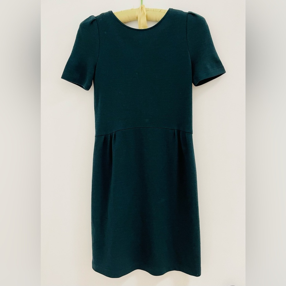 Sessùn - French Brand - Short Sleeve Wool Dress - gorgeous pine green